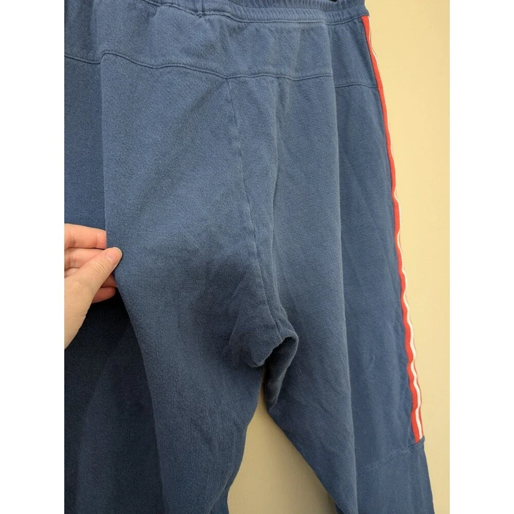 Adidas Jogger Pants Men’s L Blue Cotton Red Stripes Pockets YGI G3-136
